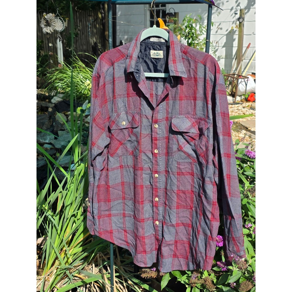 Timber Trail Mens Plaid Acrylic Blend Long Sleeve Button‎ Up Shirt Large